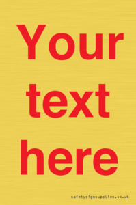 Custom blank information sign. Red text, plain background